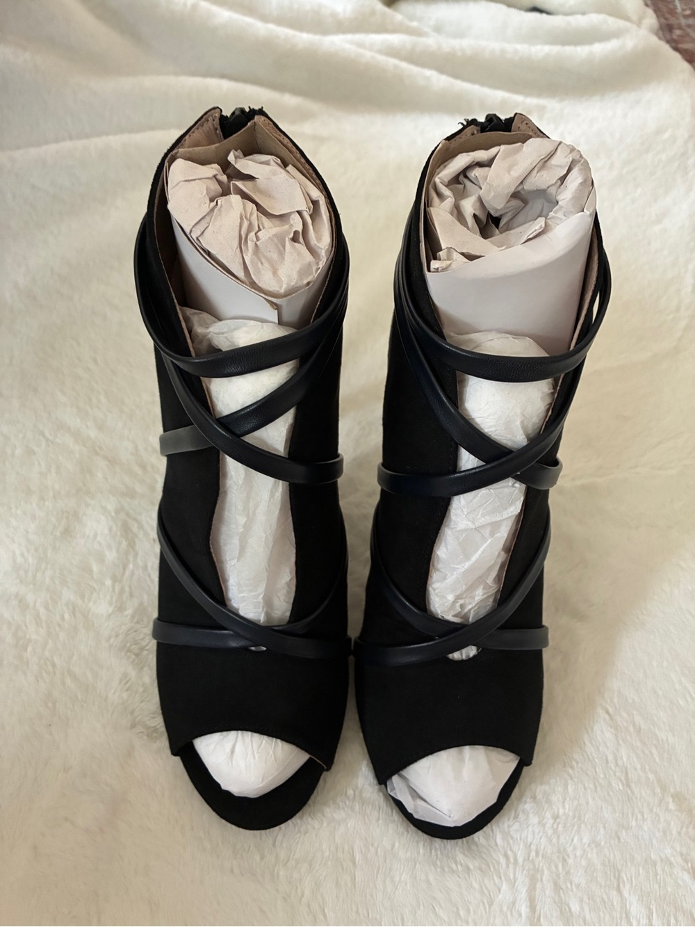 Black Strappy Open-Toe Women’s Heels